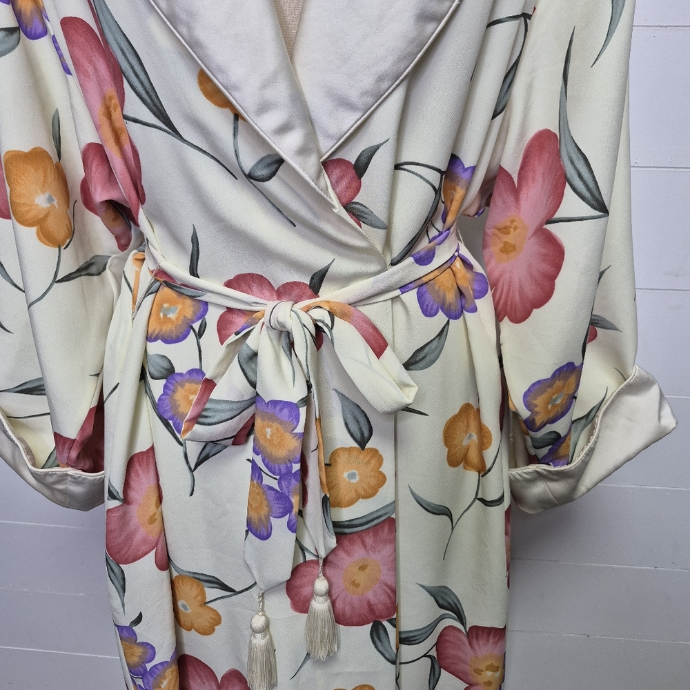 Vintage Bendigo Impressions Floral Robe With Tassel Ties Size M - Picture 4 of 12